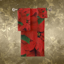 Elegant Poinsettia Bath Towel Set