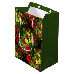 Elegant Poinsettia Christmas Medium Gift Bag