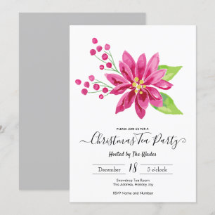 Elegant Poinsettia Christmas Tea Party Invitation