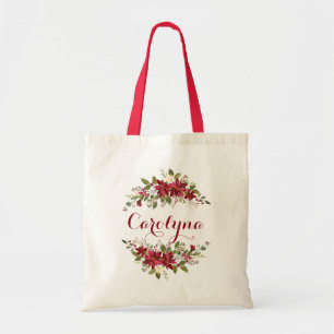 Elegant Poinsettia Floral Bridesmaid Favour Tote Bag