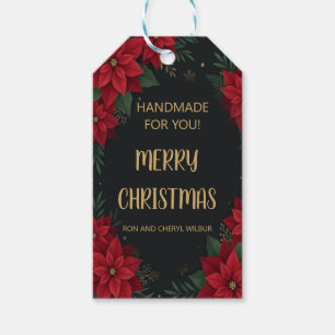 Elegant Poinsettia Floral Christmas Holiday Gift Tags