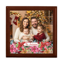 Elegant Poinsettia Floral Custom Jewelry Gift Box