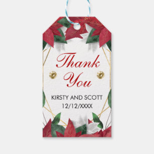 Elegant Poinsettia Gold Christmas Wedding Gift Tags