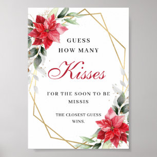 Elegant Poinsettia Guess How Many Bridal Shower Po Poster