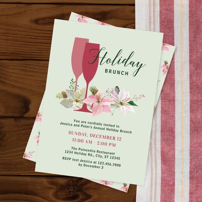Elegant Poinsettia Holiday Brunch Invitation (Creator Uploaded)