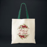 Elegant Poinsettia Personalised Floral Wedding Tote Bag<br><div class="desc">Elegant Poinsettia Floral Mother of the Bride Tote Bag in wintery shades of reds and greens with space for your custom name or other text. Easy to customise with text, fonts, and colours. Created by Zazzle pro designer BK Thompson © exclusively for Cedar and String; please contact us if you...</div>
