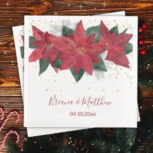 Elegant Poinsettia Red Christmas Wedding Napkin
