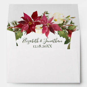 Elegant Poinsettia Return Address Christmas Envelope