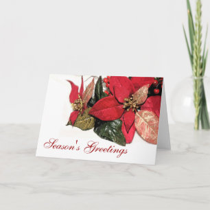 Elegant Poinsettia Seasons Greetings Holiday Card
