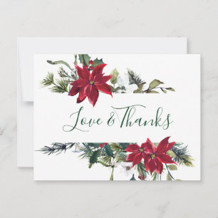 Elegant Poinsettia Watercolor Thank You Card