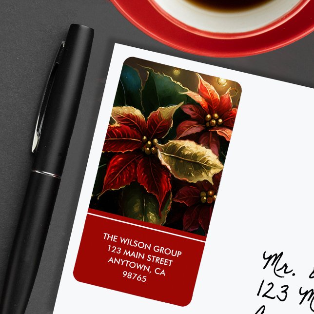 Elegant Poinsettias Christmas Return Address Label (Creator Uploaded)
