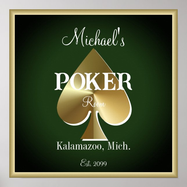 Elegant Poker Playing Cards Room Poster Print (Front)