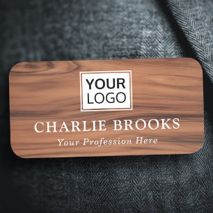 Elegant polished wood grain look name and title name tag