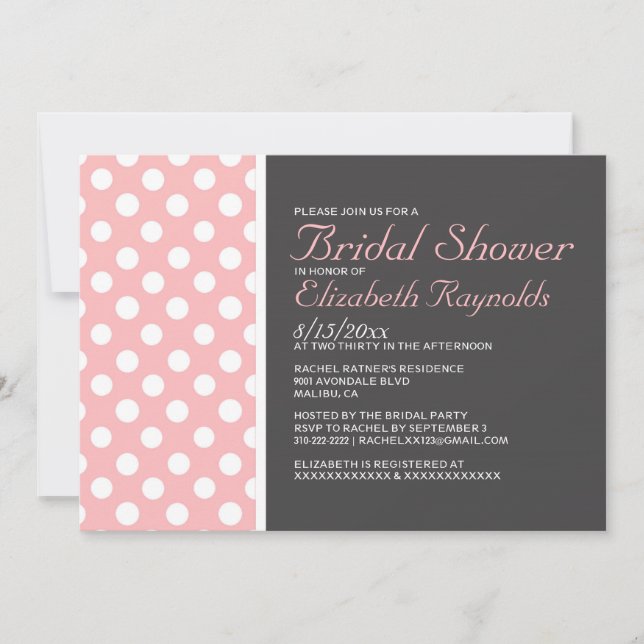 Elegant Polka Dot Bridal Shower Invitations (Front)