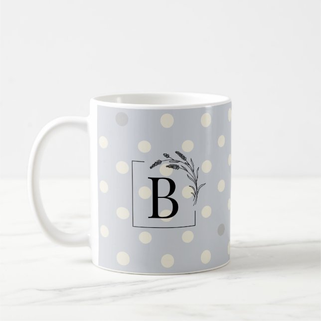 Elegant Polka Dot Monogram Mug – Wedding Favor (Left)