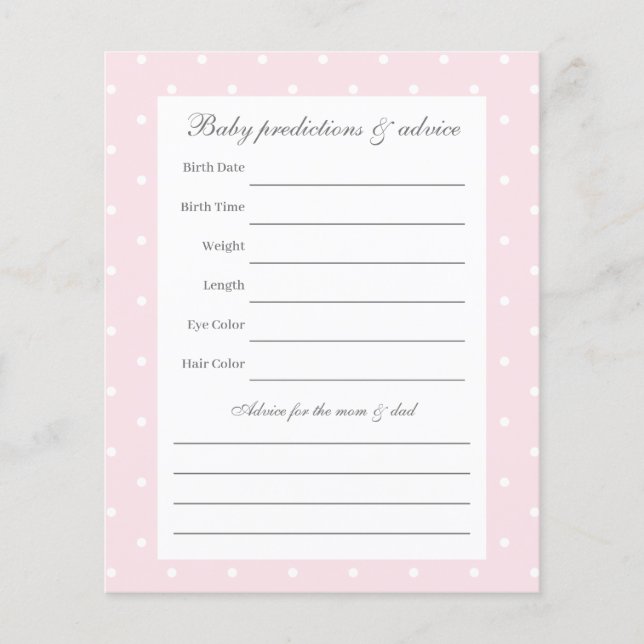 Elegant Polka Dots Baby Pink Bow Baby Girl Shower (Front)