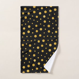 Elegant polka dots - Black Gold Hand Towel