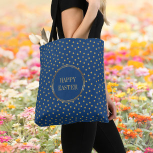 Elegant Polka Dots Christian Happy Easter Egg Hunt Tote Bag