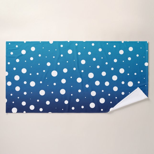 Elegant polka dots - Ocean Blue and White Bath Towel (Bath Towel)