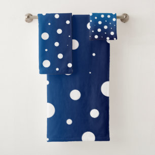 Elegant polka dots - Ocean Blue and White Bath Towel Set