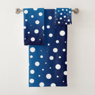 Elegant polka dots - Ocean Blue and White Bath Towel Set