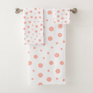 Elegant polka dots - Soft Pink Gold White Bath Towel Set