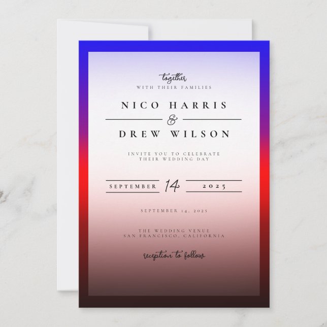 Elegant Polyamory Pride Wedding  Invitation (Front)