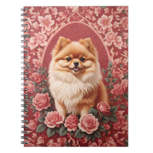 Elegant Pomeranian Dog William Morris Inspired  Notebook