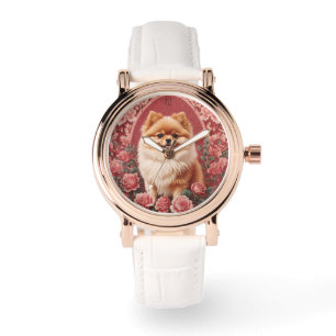 Elegant Pomeranian Dog William Morris Inspired  Watch