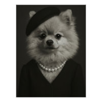 Elegant Pomeranian Lady Portrait - Chic Dog Art