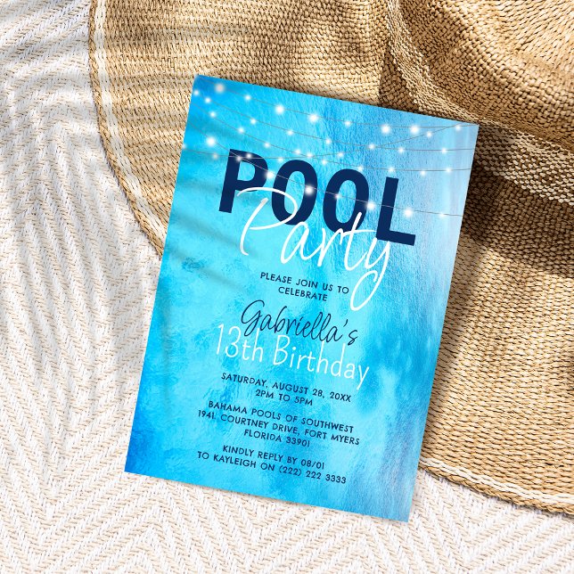 Elegant Pool Party Birthday Invitation (Creator Uploaded)