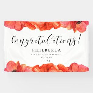 Elegant Poppies Graduation party Congratulations Banner