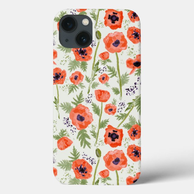 Elegant Poppies Orange Floral Pattern Case-Mate iPhone Case (Back)