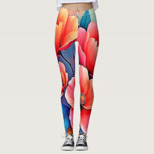 Elegant Poppies: Radiant Nature Art Leggings