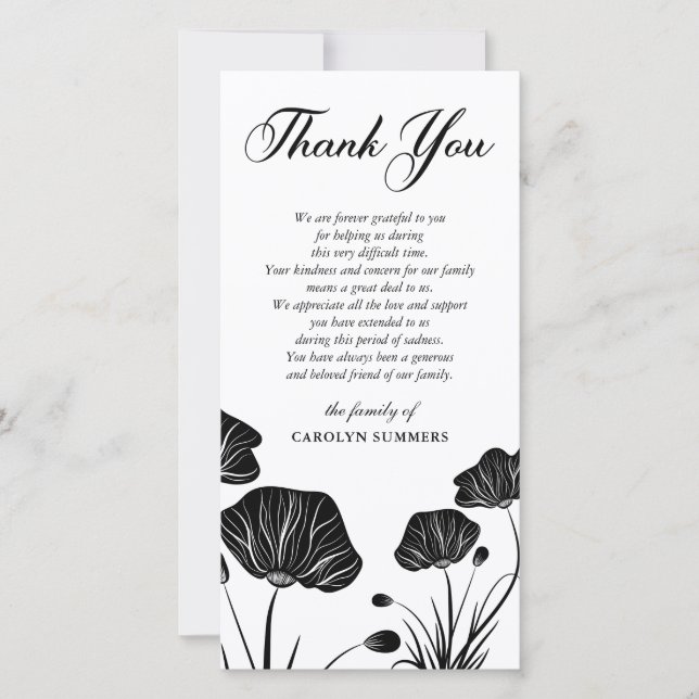 Elegant Poppies | Sympathy Thank You Card (Front)