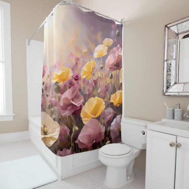 Elegant Poppy Blossom Shower Curtain (In Situ)
