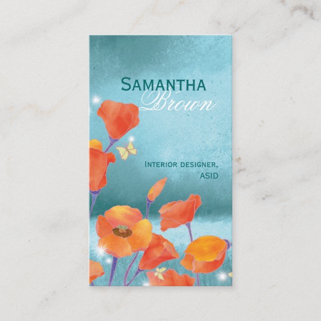 Elegant Poppy Field Nature Inspired Business Card (Front)