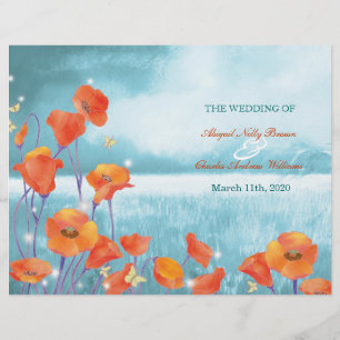 Elegant Poppy Field Wedding Bi Fold Program