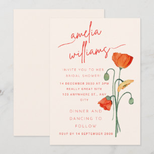 Elegant Poppy Floral Bridal Shower Invitation – Mo