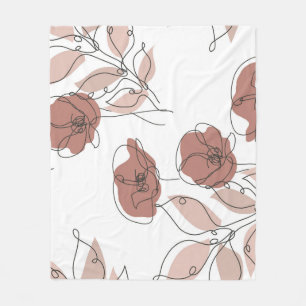 Elegant Poppy Flowers Seamless Pattern Fleece Blanket