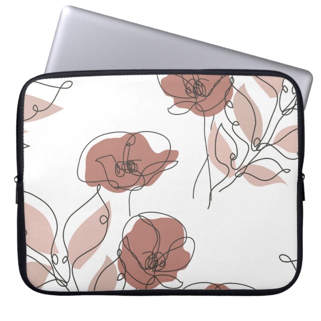 Elegant Poppy Flowers Seamless Pattern Laptop Sleeve (Front)
