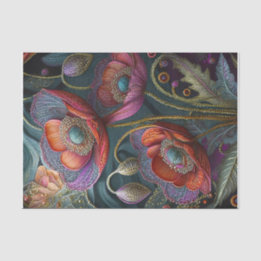 Elegant Poppy Tapestry, Royal Red & Purple, Golds Tissue Paper