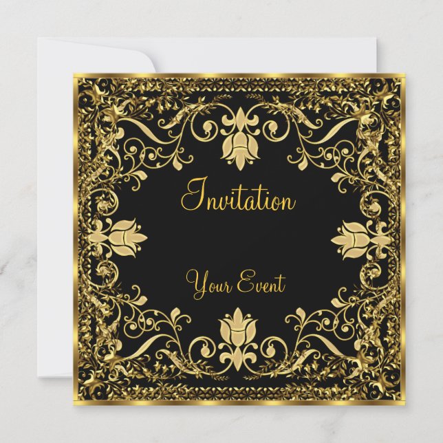 Elegant Popular Black and Gold Invitation (Front)