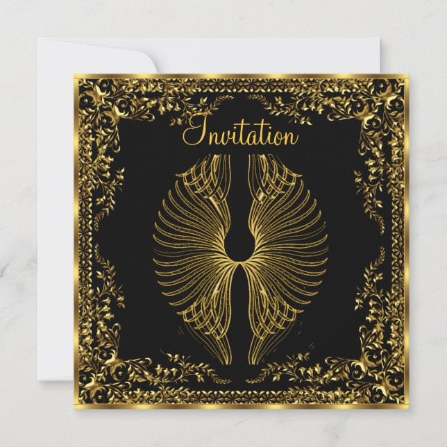 Elegant Popular  Gold Wings Invitation (Front)