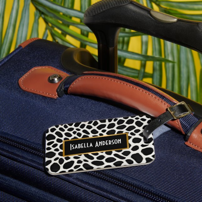 Elegant Popular Luxury White Leopard Collection Luggage Tag (Front Insitu 3)