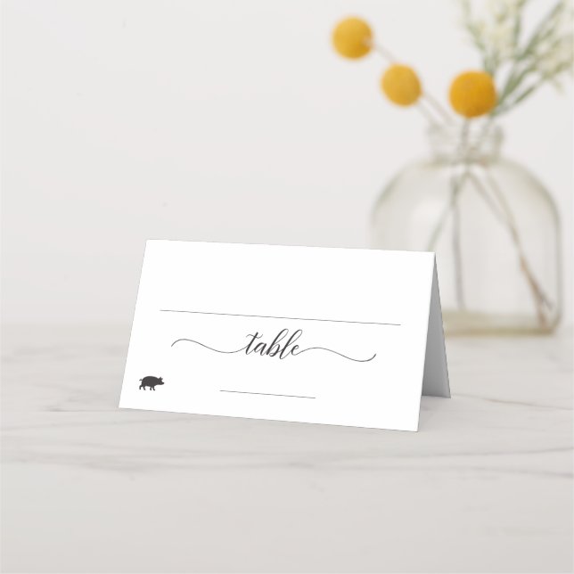 Elegant Pork Meal Option Wedding Place Card (Front)