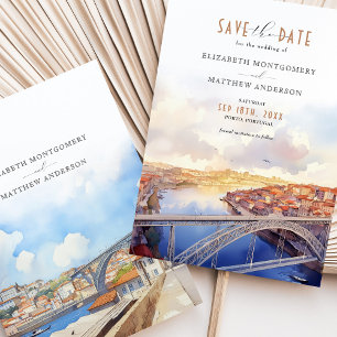 Elegant Porto Portugal Save the Date Wedding Card
