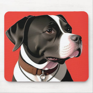 Elegant Portrait of a Black and White Dog Mouse Pad