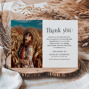 Elegant Portrait Photo Memorial Sympathy Thank You Card