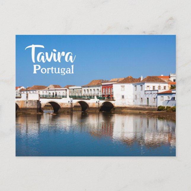 Elegant Portugal Roman Bridge in Tavira Postcard (Front)